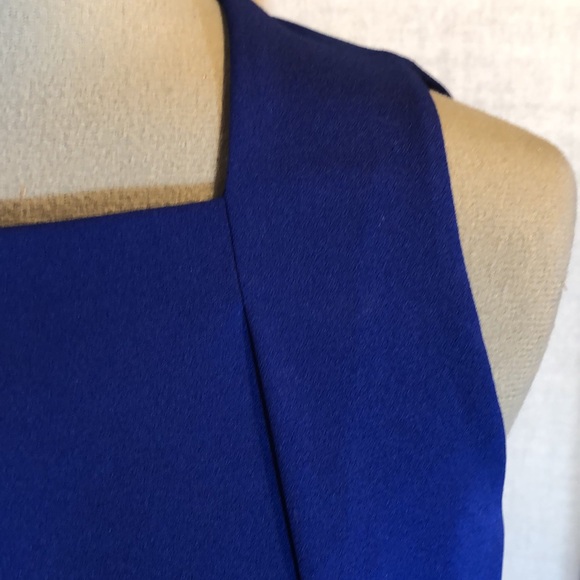 Calvin Klein royal blue dress sz 8 / fitted sheath /gold tone exposed zipper - Picture 6 of 16